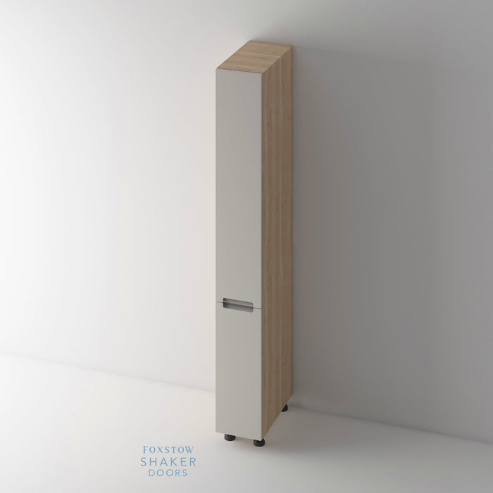 Painted, Stop J Groove Stainless Steel Insert Kitchen Door and Roble Oak Cabinet