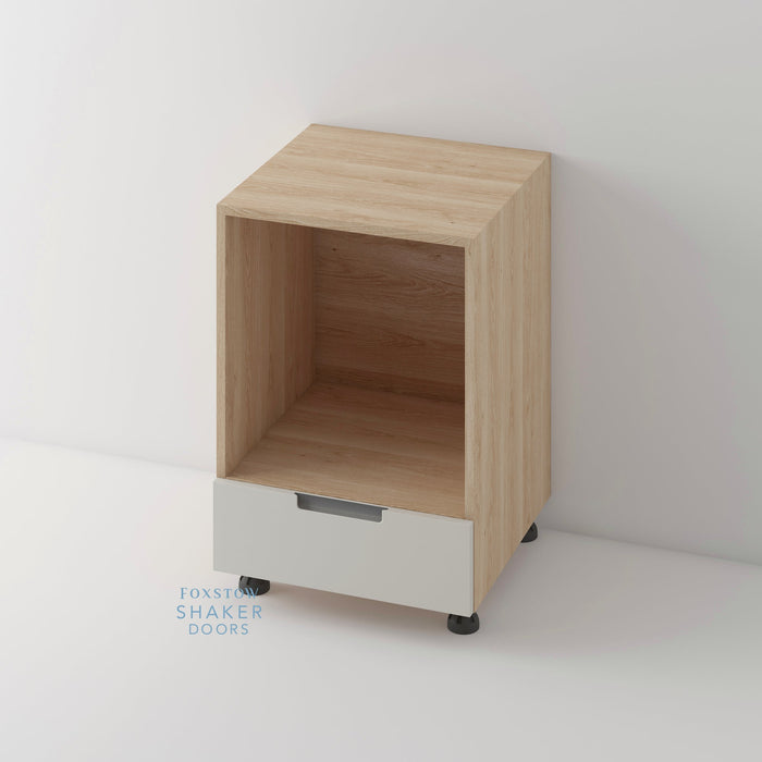 Painted, Stop J Groove Stainless Steel Insert Kitchen Door and Roble Oak Cabinet