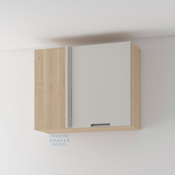 Painted, Stop J Groove Stainless Steel Insert Kitchen Door and Roble Oak Cabinet