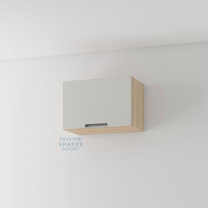 Painted, Stop J Groove Stainless Steel Insert Kitchen Door and Roble Oak Cabinet
