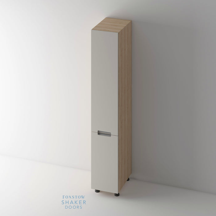 Painted, Stop J Groove Stainless Steel Insert Kitchen Door and Roble Oak Cabinet