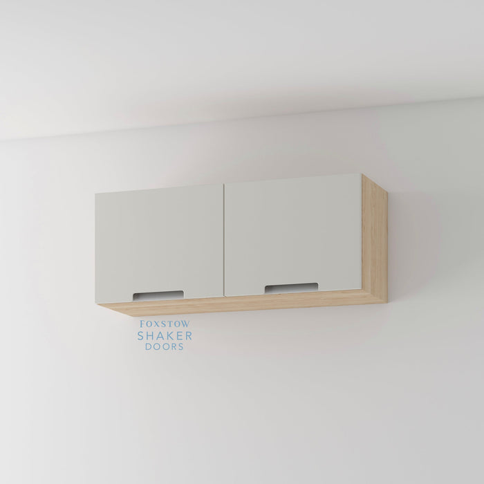 Painted, Stop J Groove Stainless Steel Insert Kitchen Door and Roble Oak Cabinet