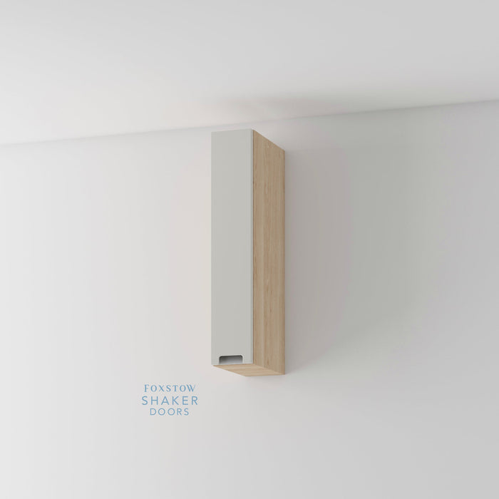 Painted, Stop J Groove Stainless Steel Insert Kitchen Door and Roble Oak Cabinet