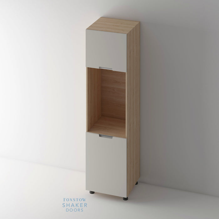 Painted, Stop J Groove Stainless Steel Insert Kitchen Door and Roble Oak Cabinet