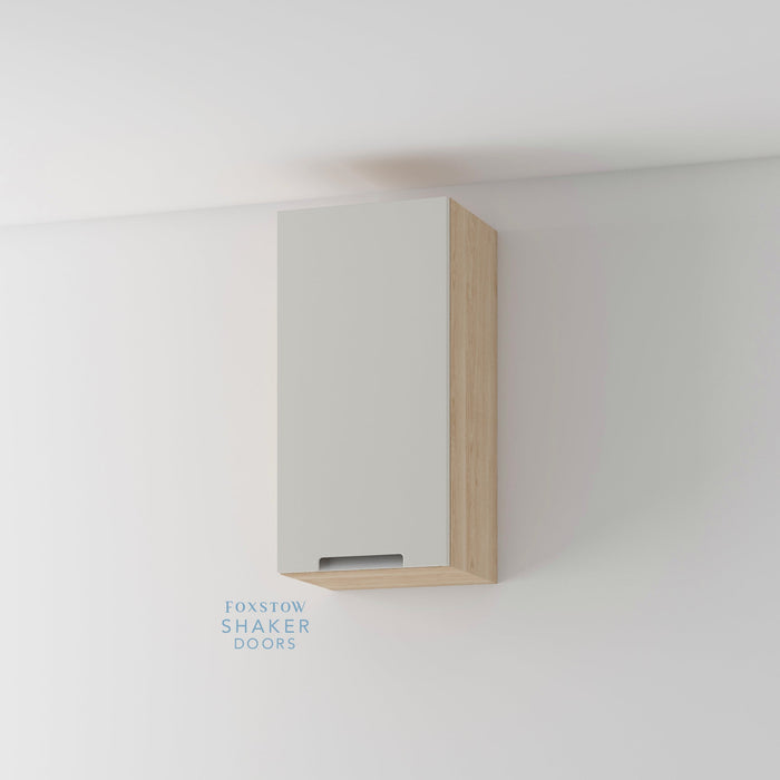Painted, Stop J Groove Stainless Steel Insert Kitchen Door and Roble Oak Cabinet