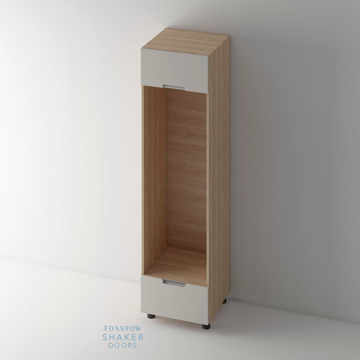 Painted, Stop J Groove Stainless Steel Insert Kitchen Door and Roble Oak Cabinet