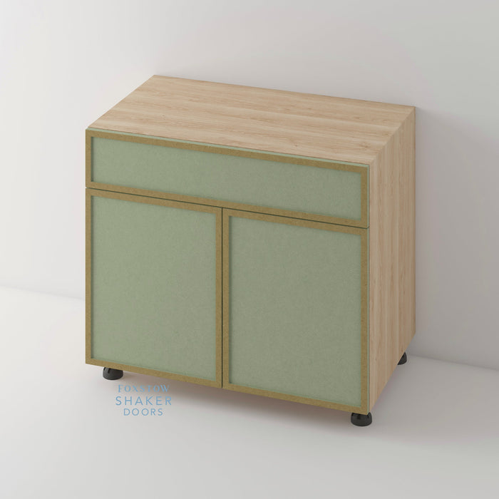 Bare, Slimline Shaker Kitchen Door and Canaletto Cabinet