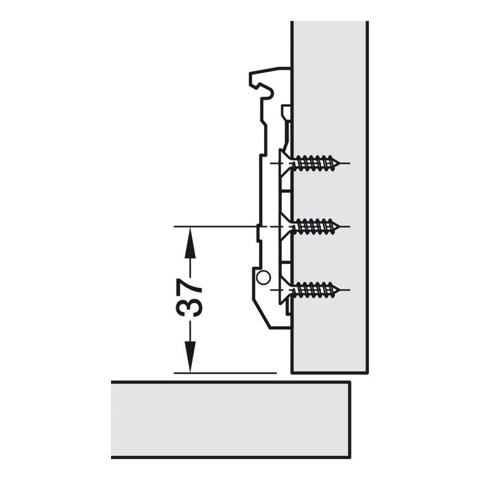 Concealed Cup Hinge, 120° Standard, Full Overlay Mounting, Tiomos with 2mm Cruciform Fixing Plate