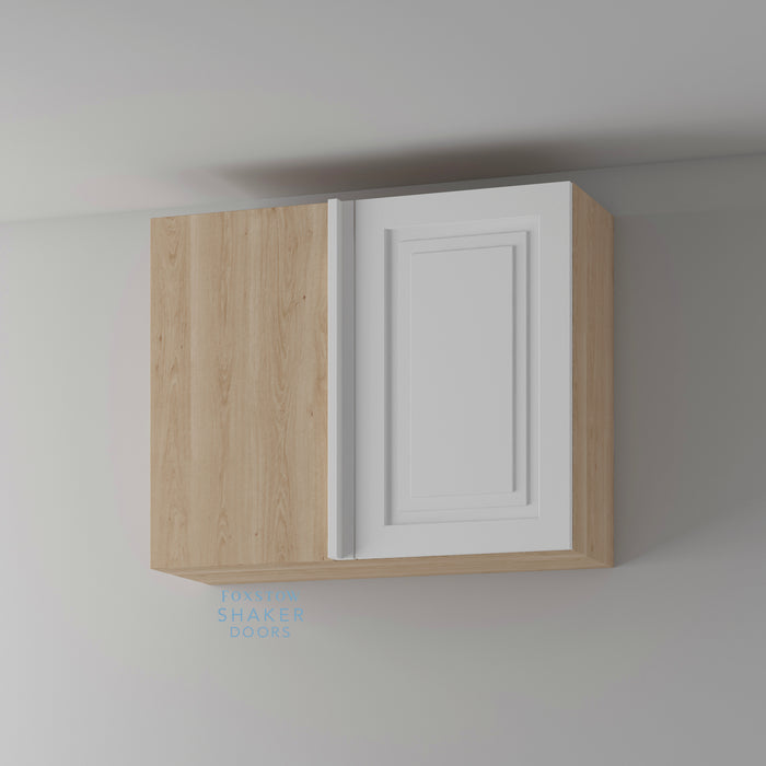 Primed, Stepped Panel Shaker Kitchen Door and Natural Oak Cabinet