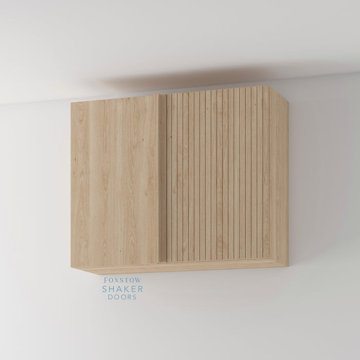 Oak, Flat Grooved Panel Kitchen Door and Natural Oak Cabinet