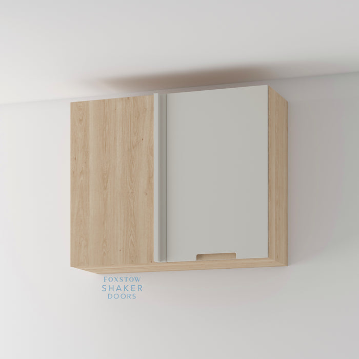 Painted, Stop J Groove Oak Insert Kitchen Door and Natural Oak Cabinet