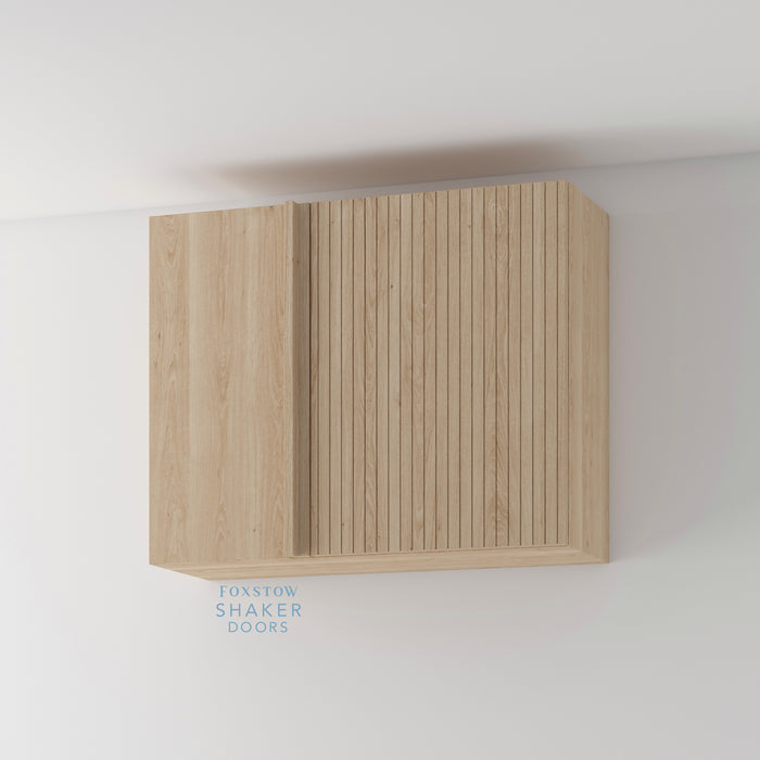 Oak, Flat Grooved Panel Kitchen Door and Natural Oak Cabinet