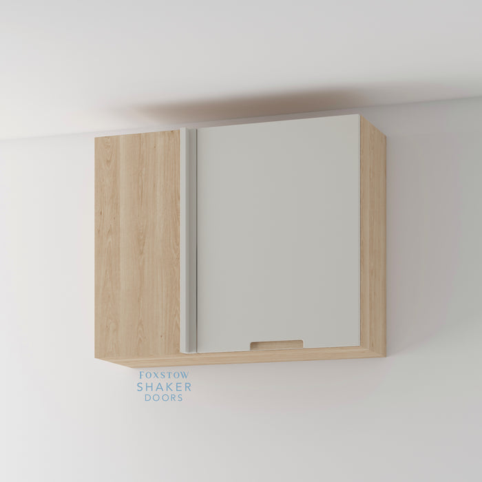 Painted, Stop J Groove Oak Insert Kitchen Door and Natural Oak Cabinet