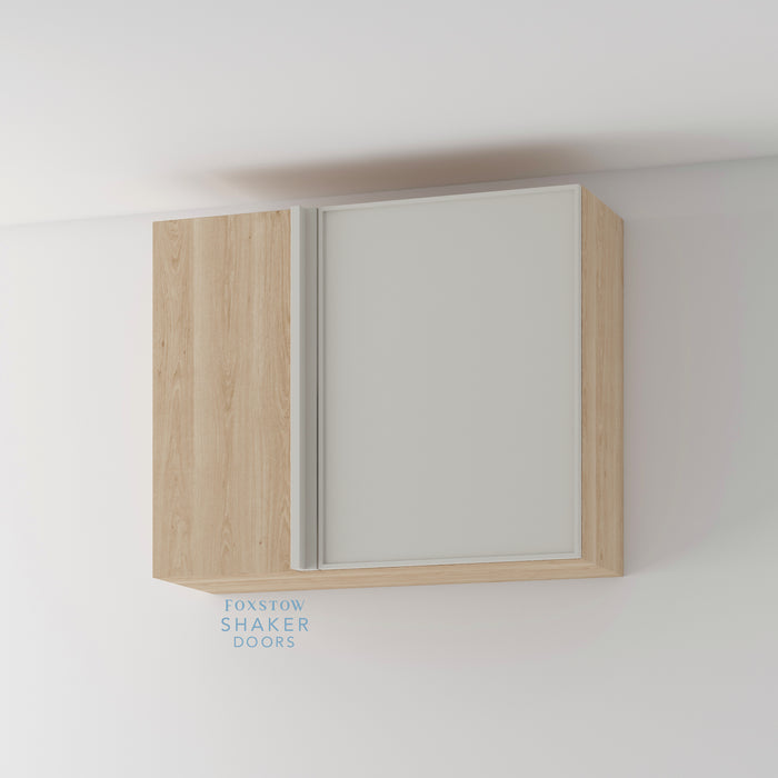 Painted, Super Skinny Kitchen Door and Natural Oak Veneered Cabinet