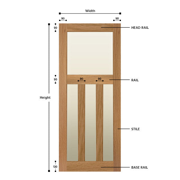 Glazed 1930's Solid Oak Door