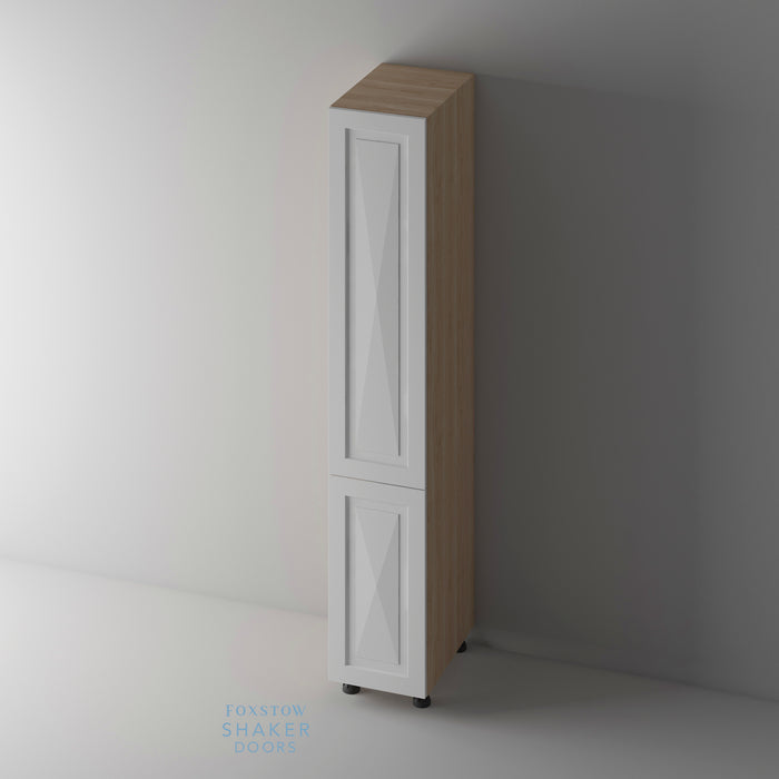 Primed, Shaker Kitchen Door with Diamond Panel and Natural Oak Cabinet