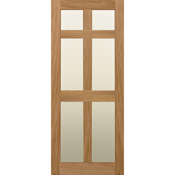 Solid Oak internal door with 6 glazed panel