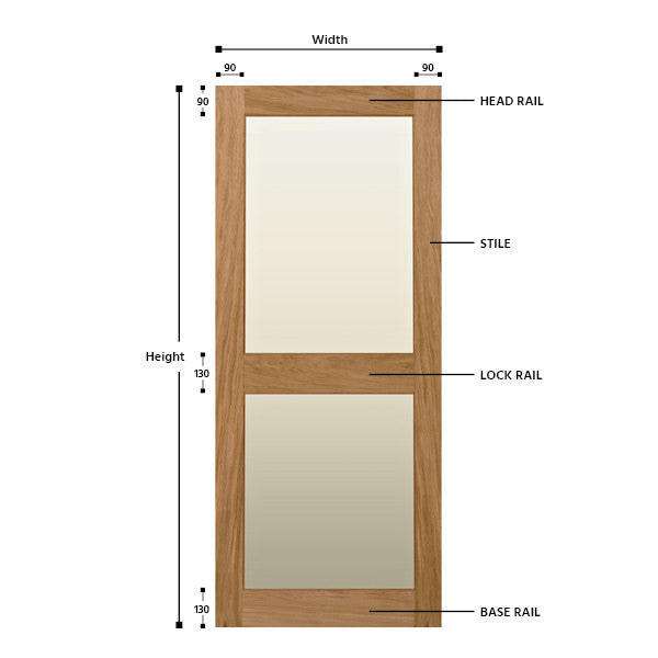 Glazed 2 Panel Solid Oak Shaker Door