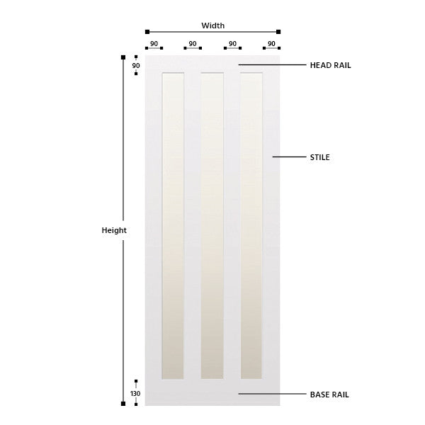 Glazed 3 Vertical Panel Hardwood Shaker Door