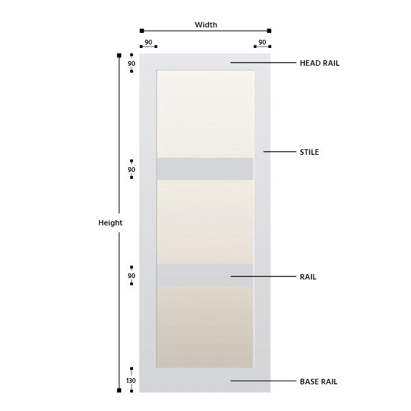 Glazed 3 Panel Hardwood Shaker Door