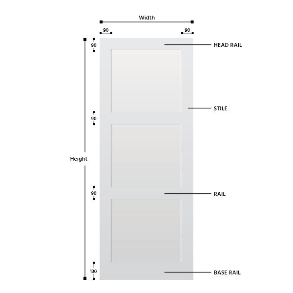 3 Panel Primed Hardwood Shaker Door