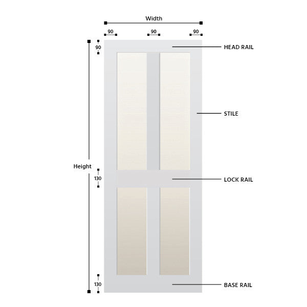 Glazed 4 Vertical Panel Hardwood Shaker Door