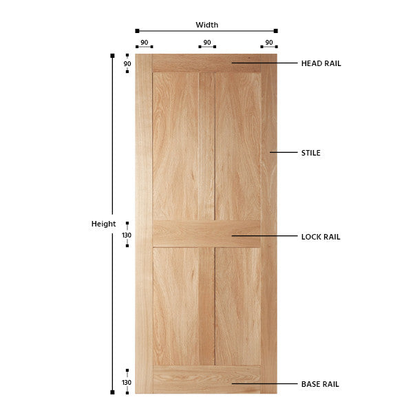 4 Vertical Panel Oak Internal Shaker Door