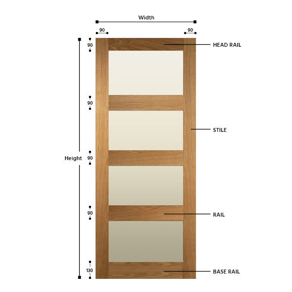 Glazed 4 Panel Solid Oak Shaker Door