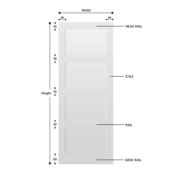 4 Panel Primed Hardwood Shaker Door