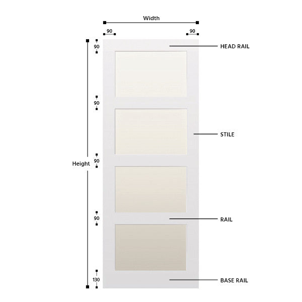 Glazed 4 Panel Hardwood Shaker Door