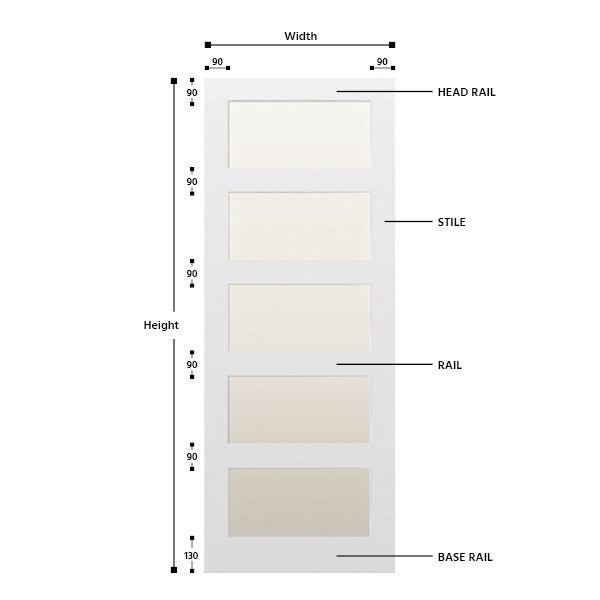 Glazed 5 Panel Hardwood Shaker Door