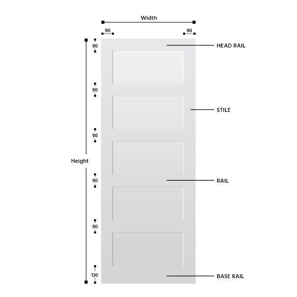 5 Panel Primed Hardwood Shaker Door