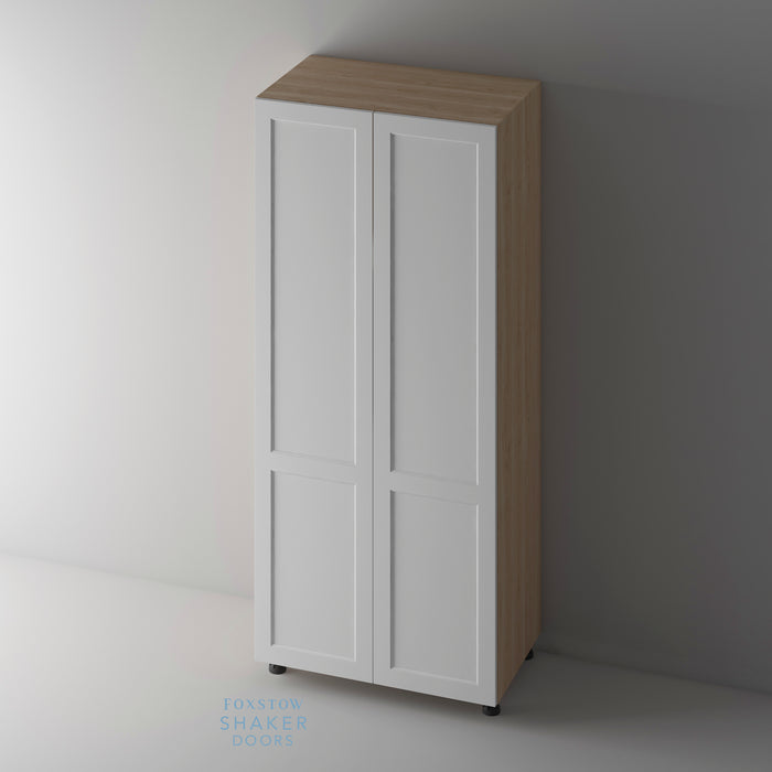 Primed, Shaker Ovolo Kitchen Door and Natural Oak Cabinet