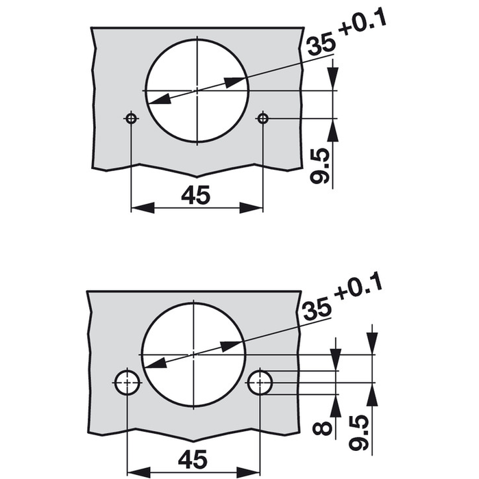 Concealed Cup Hinge, Pie-Cut Corner Hinge, with Full-Cup Drill Hole, Tiomos Pcc